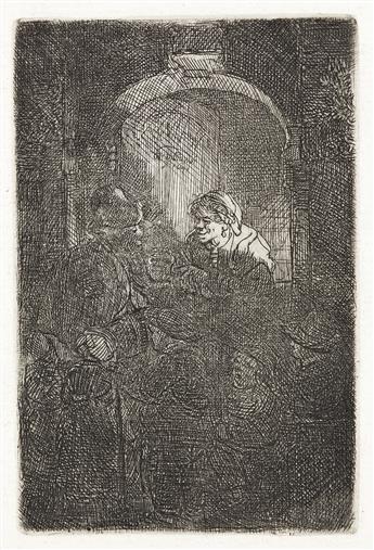 REMBRANDT VAN RIJN A Hurdy-Gurdy Player Followed by Children at the Door of a House (The Schoolmaster).